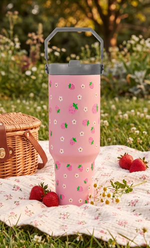 Cozy Strawberry Printed Tumbler