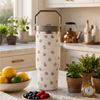 Midnight Bloom Floral Tumbler – 900ML Insulated Travel Mug with Handle