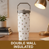 Midnight Bloom Floral Tumbler – 900ML Insulated Travel Mug with Handle