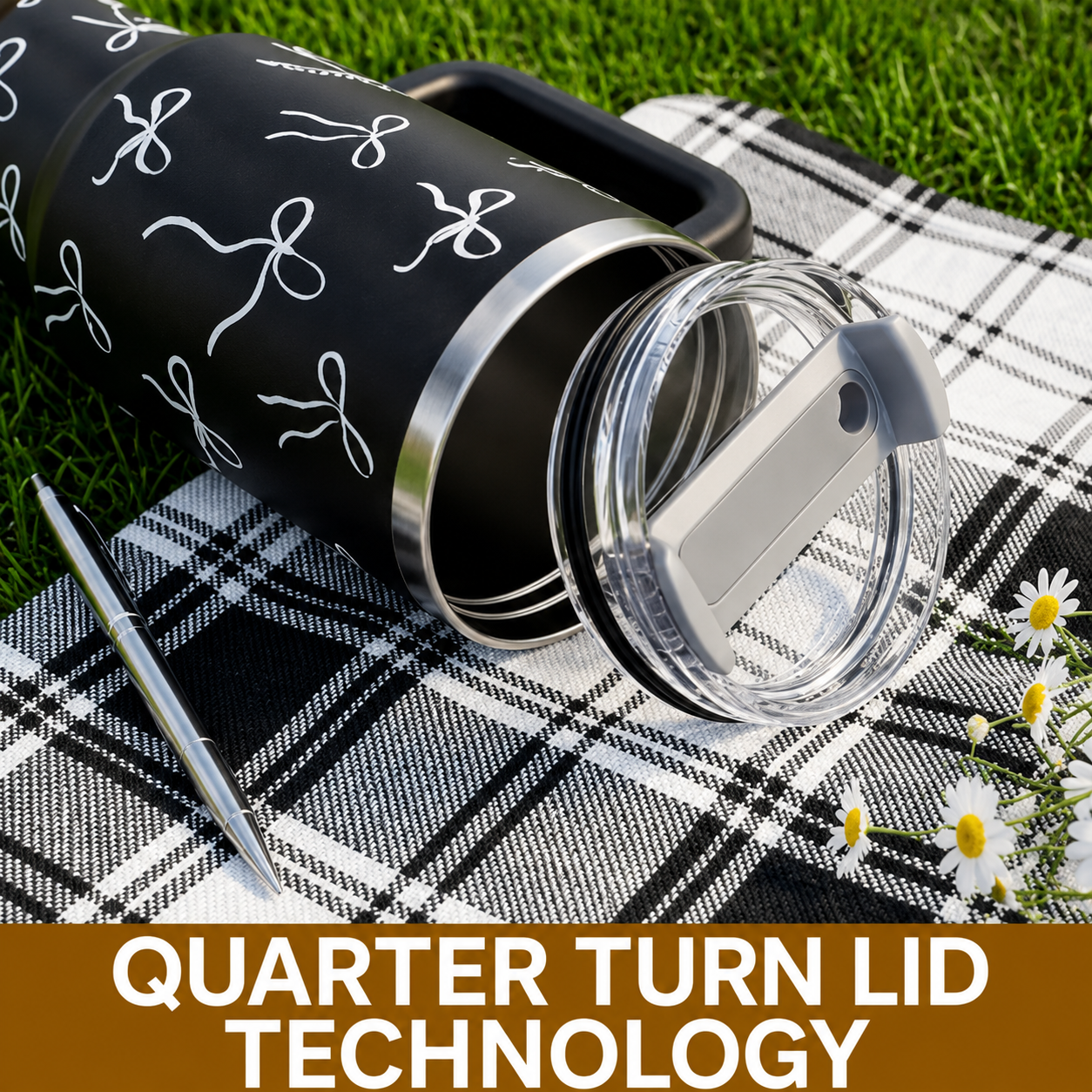 Black Bow Aesthetic Travel Tumbler