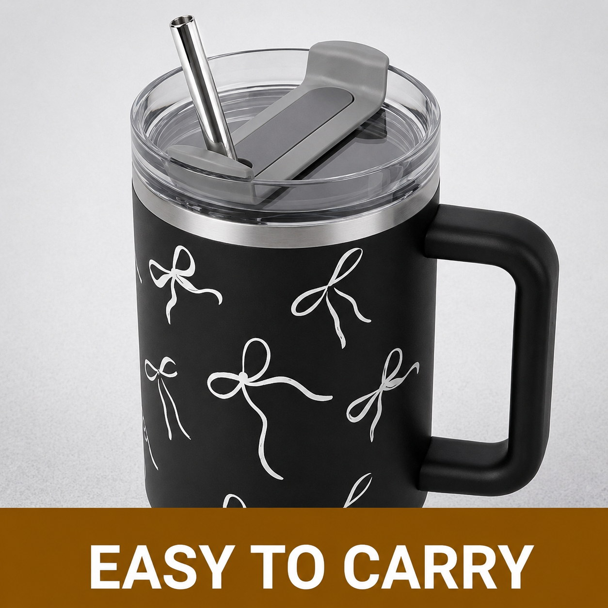 Black Bow Aesthetic Travel Tumbler