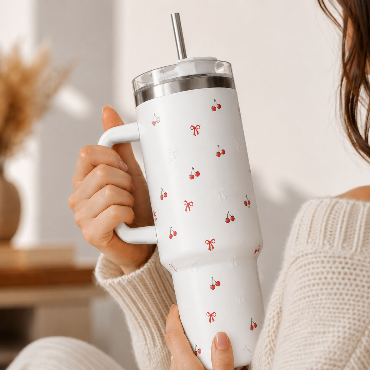 Minimal Cherry Coquette Travel Tumbler