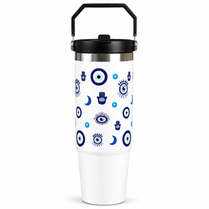 Midnight Nazar Tumbler – Evil Eye Insulated Travel Mug (Black Edition)