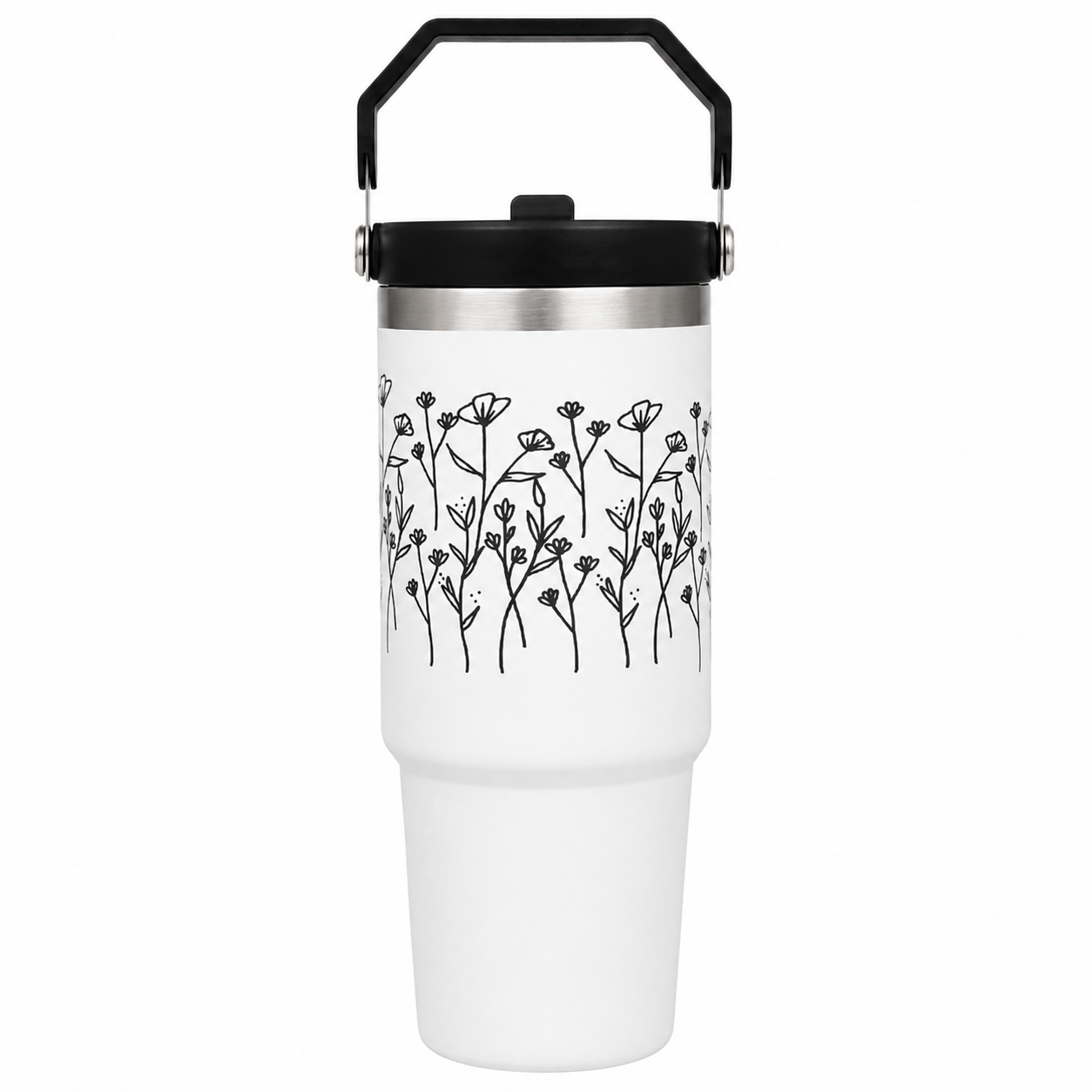 Minimalist Wildflower Travel Tumbler