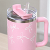 Pink Bow Aesthetic Travel Tumbler