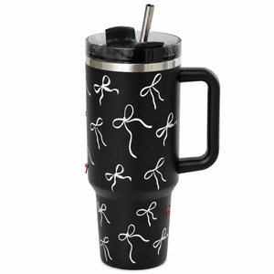 Black Bow Aesthetic Travel Tumbler