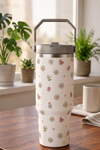 Midnight Bloom Floral Tumbler – 900ML Insulated Travel Mug with Handle