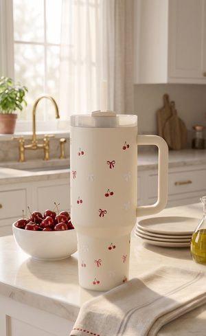 Minimal Cherry Coquette Travel Tumbler