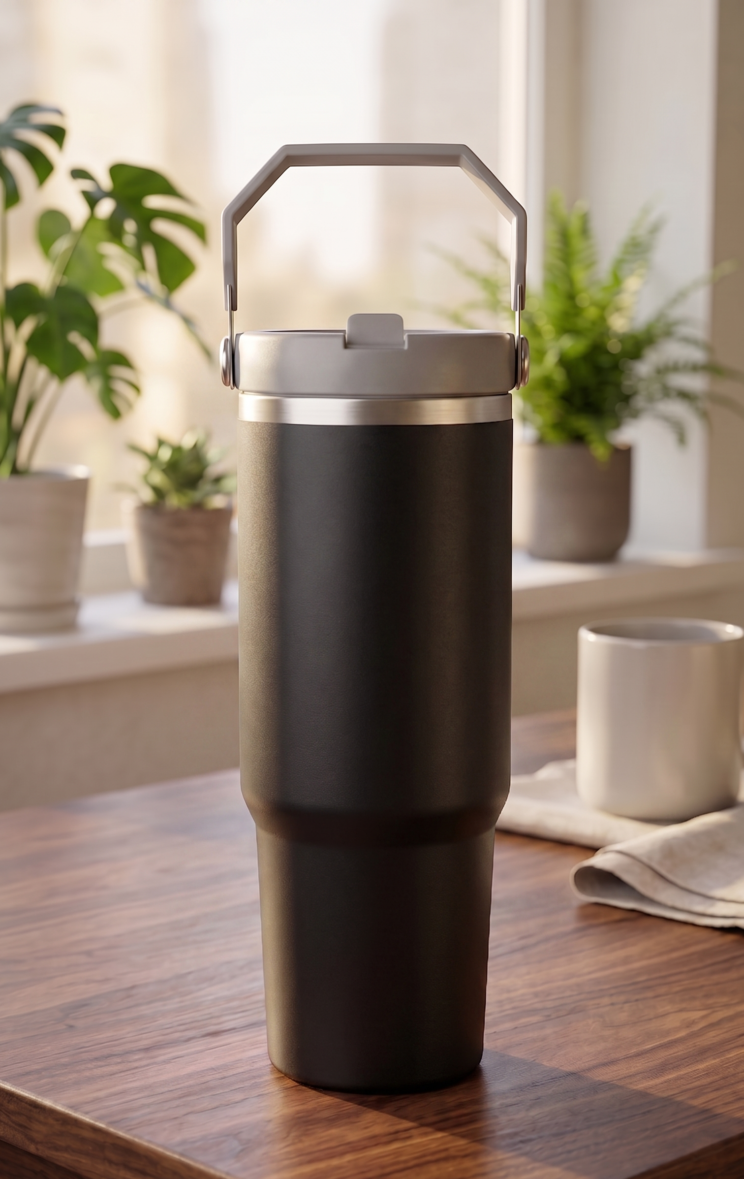 900ML Premium Stainless Steel Insulated Tumbler with Handle & Straw