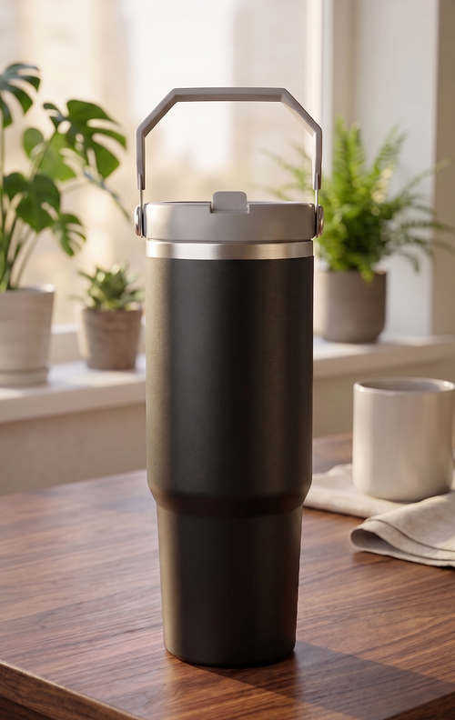 900ML Premium Stainless Steel Insulated Tumbler with Handle & Straw