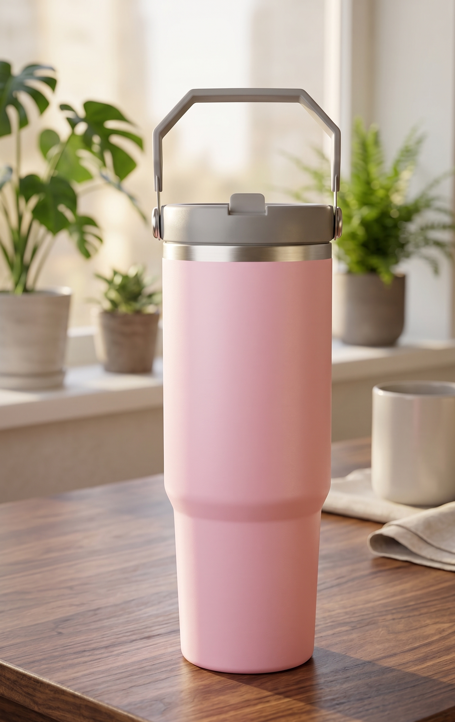 900ML Premium Stainless Steel Insulated Tumbler with Handle & Straw