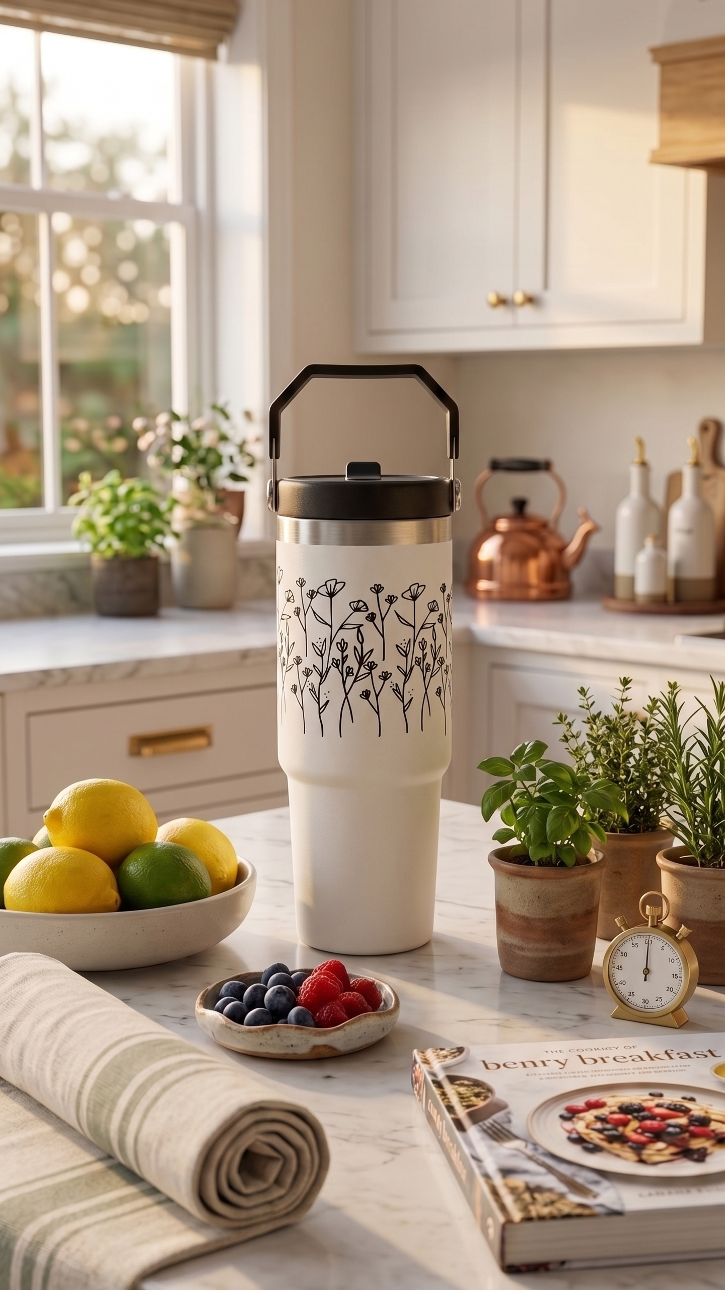 Minimalist Wildflower Travel Tumbler