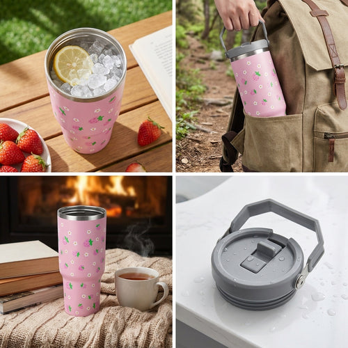 Cozy Strawberry Printed Tumbler