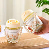 Pearl Blossom Glass Tumbler with Handle & Straw Lid | Aesthetic Coffee Cup for Girls