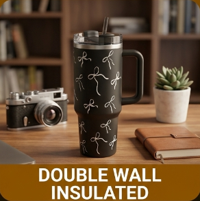Black Bow Aesthetic Travel Tumbler