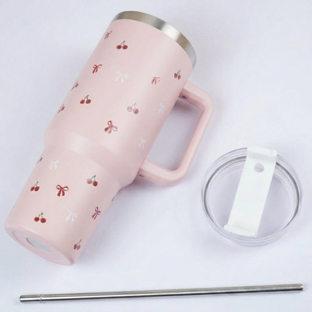 Minimal Cherry Coquette Travel Tumbler