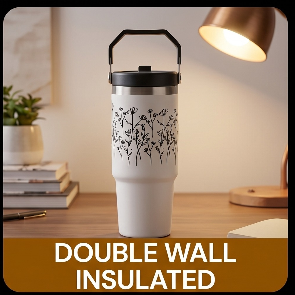 Minimalist Wildflower Travel Tumbler
