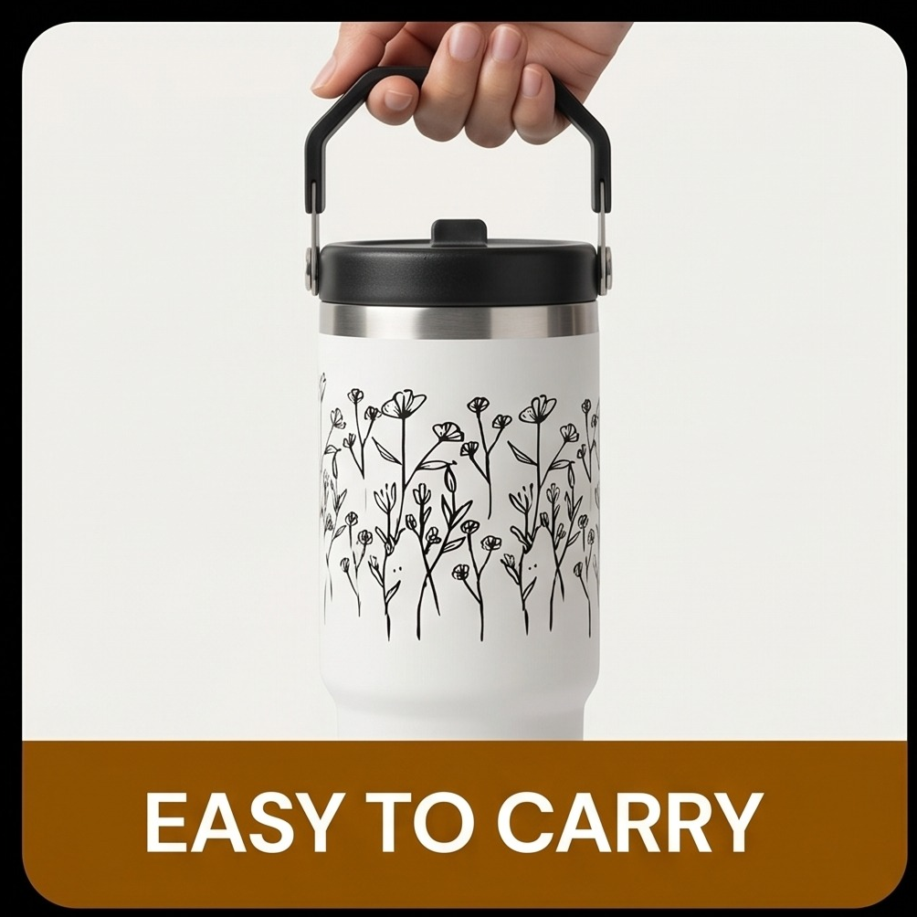 Minimalist Wildflower Travel Tumbler